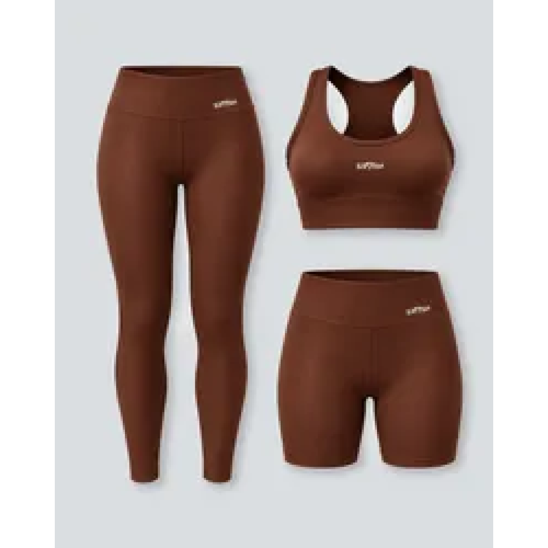 Conjunto Fitness Seven Line Top + Legging + Short