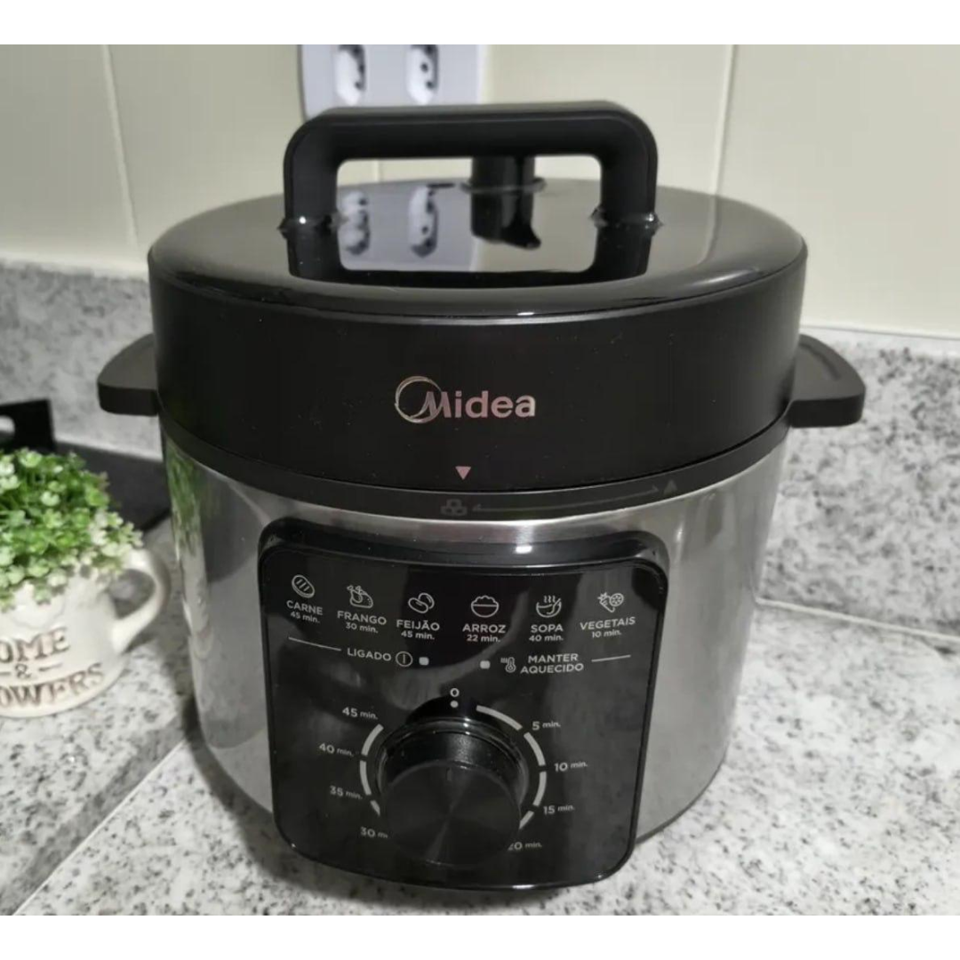 Panela De Pressão Mecânica Preta E Inox 4l Midea Cor Cinza