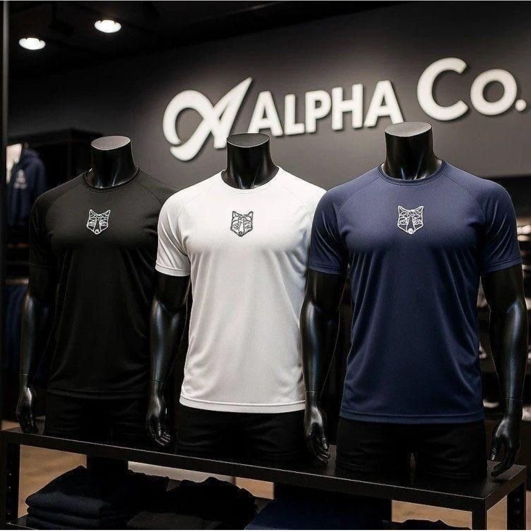 Kit com 3 Camisetas Dry Alpha Lobo Geométrico