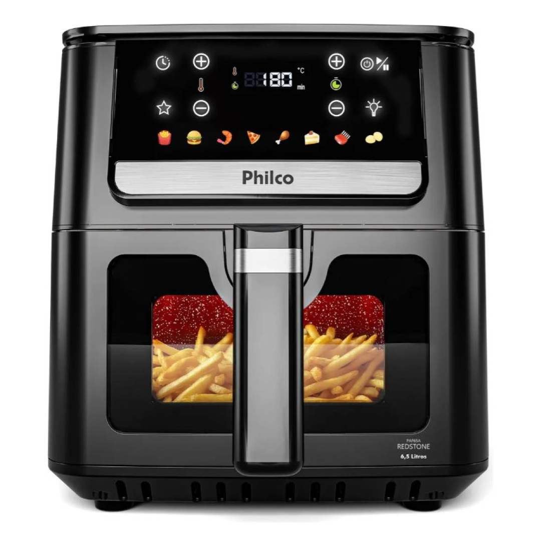 Air Fryer Philco 6,5L Visor Glass e Redstone 1700W PAF65A