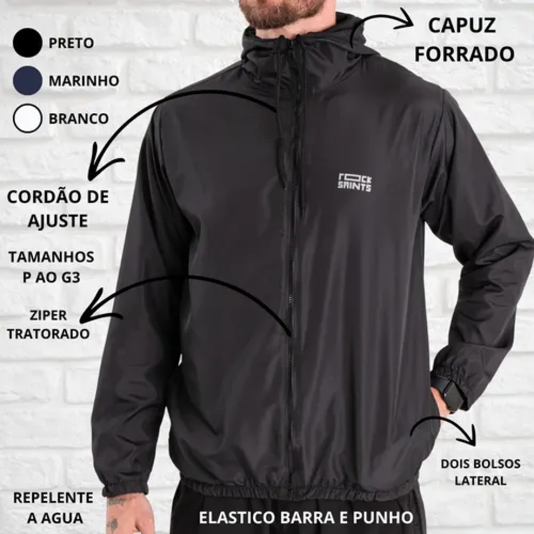 Jaqueta Corta Vento Rock Saints (3 cores)