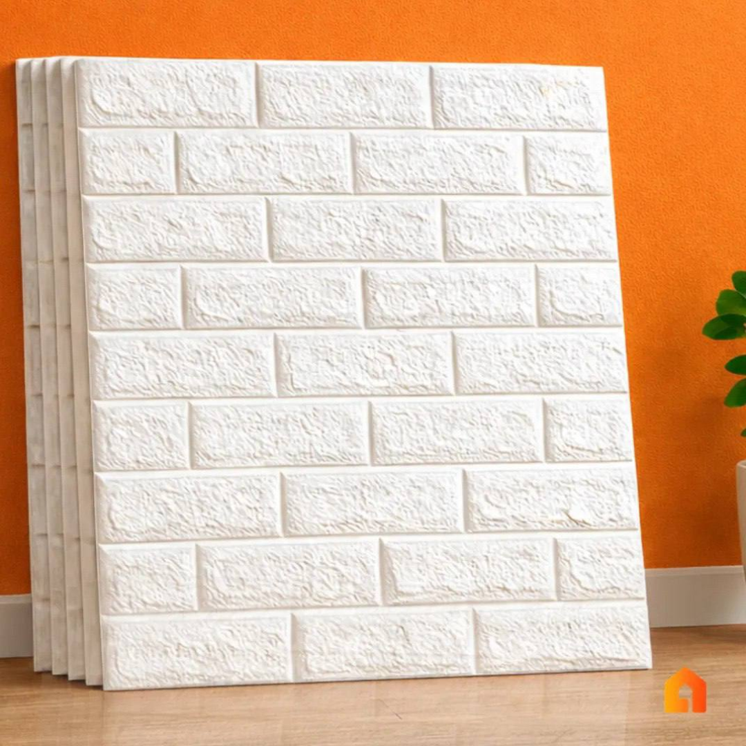 Kit 10 Und De Placas Adesivo 3d Papel Parede Tijolinho 77x70 Branco