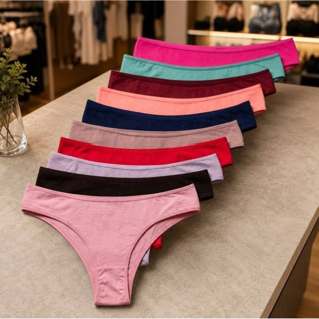 10 Calcinhas Feminina Tanga Lisa Algodão Atacado