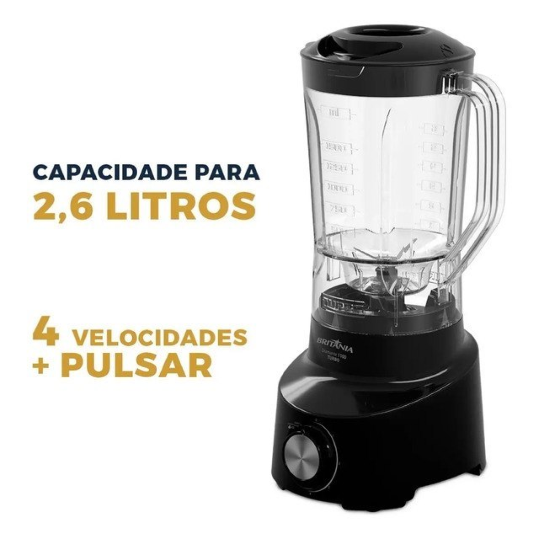 Liquidificador Britânia 2.6l Diamante 1100 Preto 127v