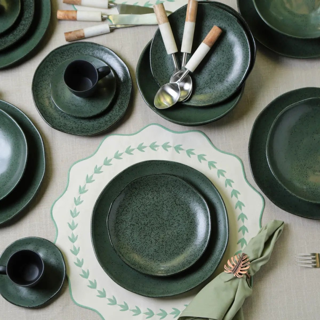 Aparelho de Jantar 30 Peças Porto Brasil Arauco Stoneware Verde Orgânico