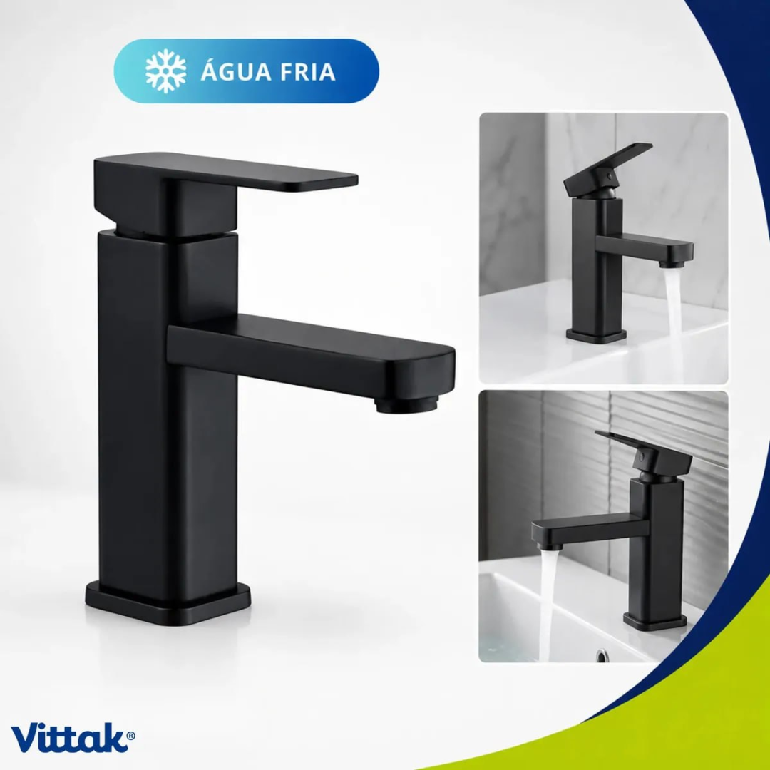 Torneira Para Banheiro Preto Fosco Vittak