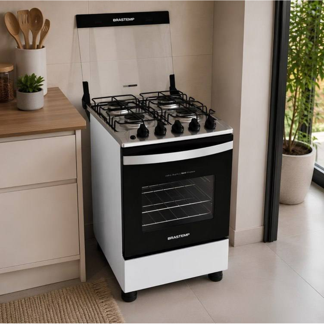 Fogão 4 Bocas Acendimento Automático Clean Bfo4nbb Brastemp Cor Branco