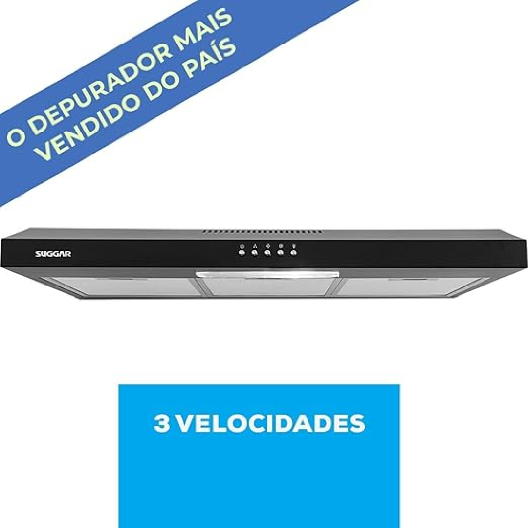 SUGGAR DEPURADOR DE AR SLIM 80CM 3 VEL. PRETO 110V DPS181PT