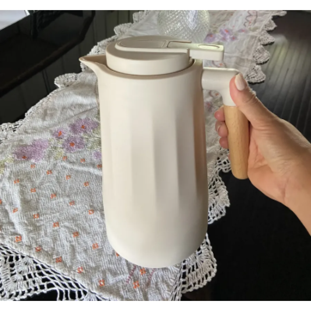 Garrafa Termica Cafe Cha 1 Litro Cabo Madeira Coffe Quente