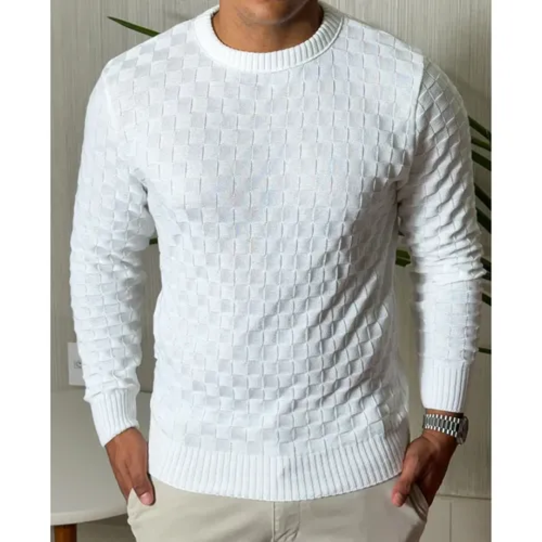 Suéter Lã Tricot Xadrez (7 cores)