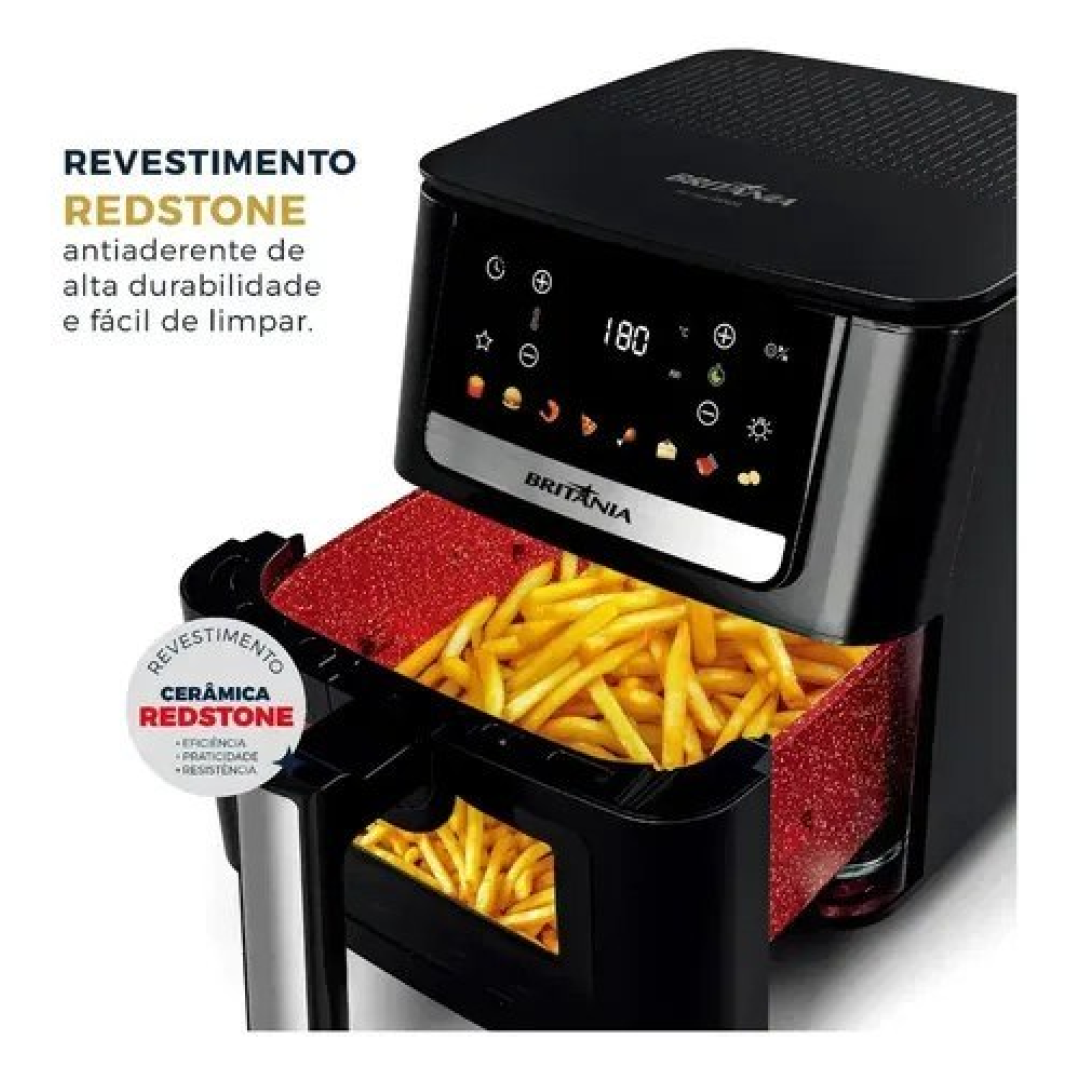 Air Fryer Britânia 6,5L 1700W 8 Funções Painel Digital Redstone BAF65A