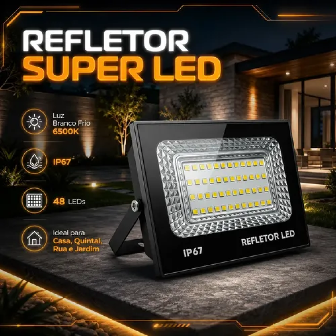 Kit com 2 Refletor Led Holofote 200w Ip67 Branco Frio