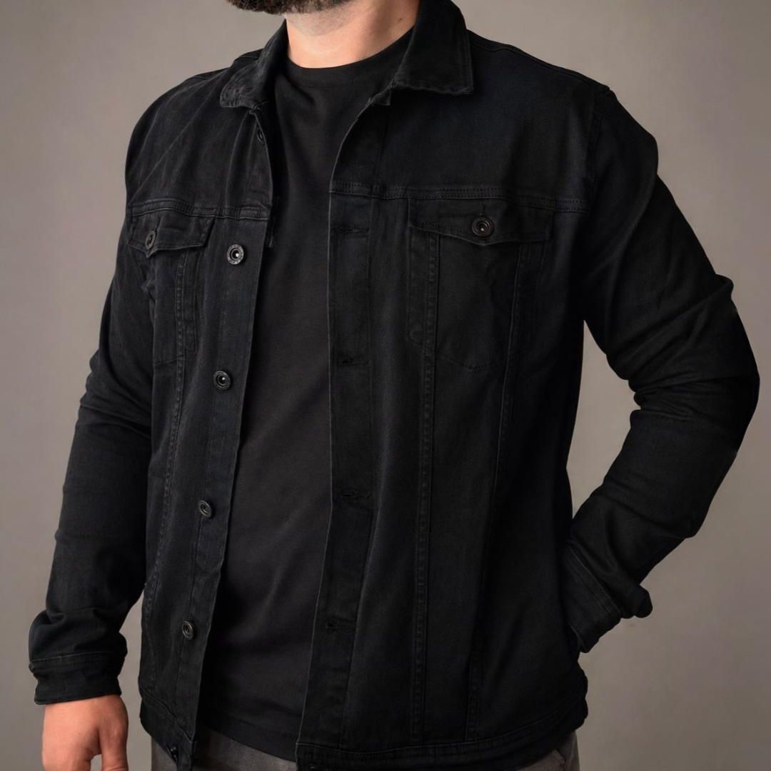 Jaqueta Jeans Masculina Sarja Bolsos Funcionais Resistente