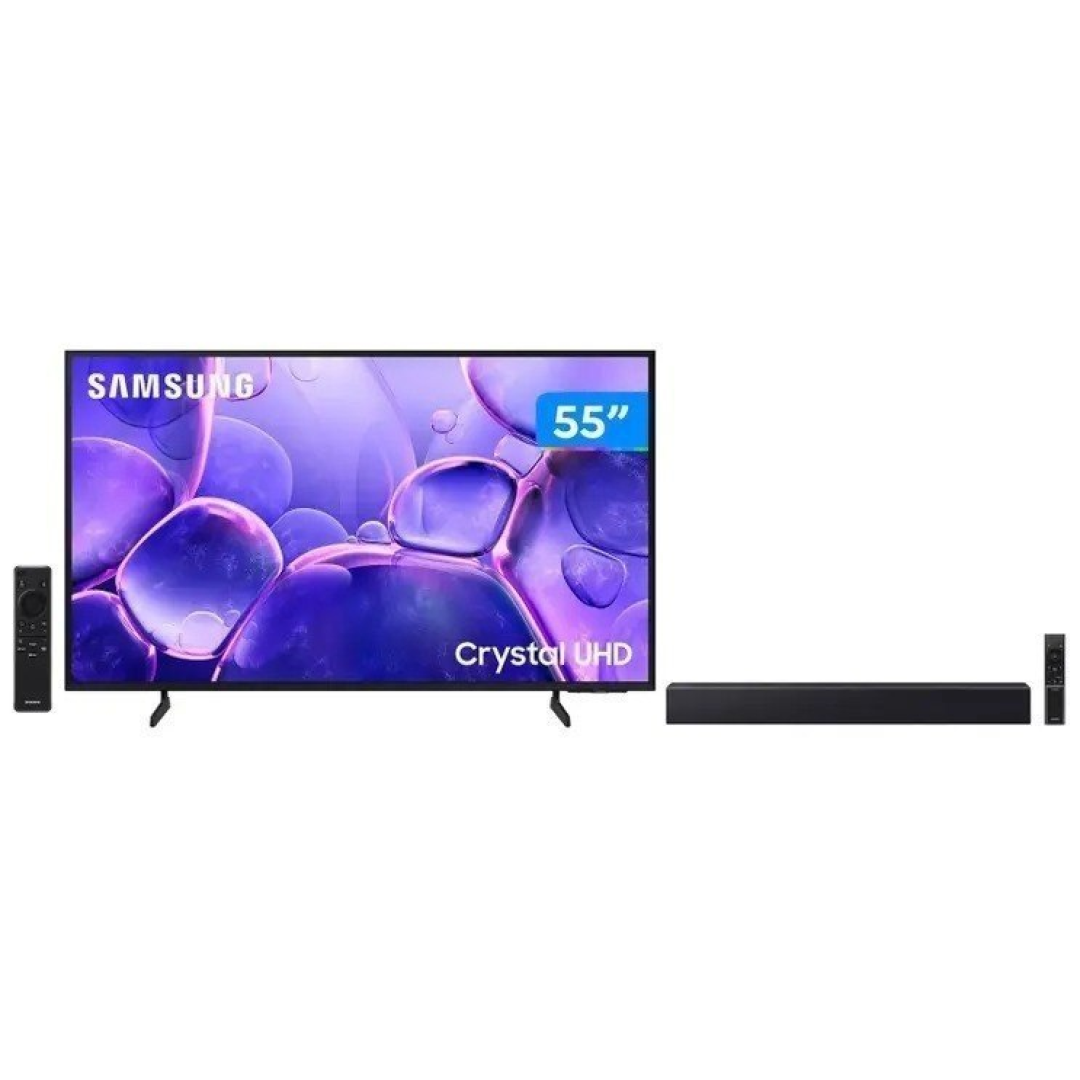 Smart Tv 55” Samsung 4K Uhd Crystal Uhd - 3 Hdmi + Soundbar B-Series Hw-B400f 40W Usb