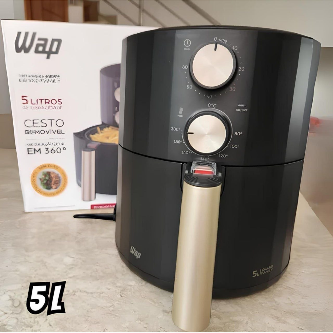 Fritadeira Elétrica Antiaderente Wap Air Fryer Grand Family 5 Litros 1500w Preto/cinza 127v