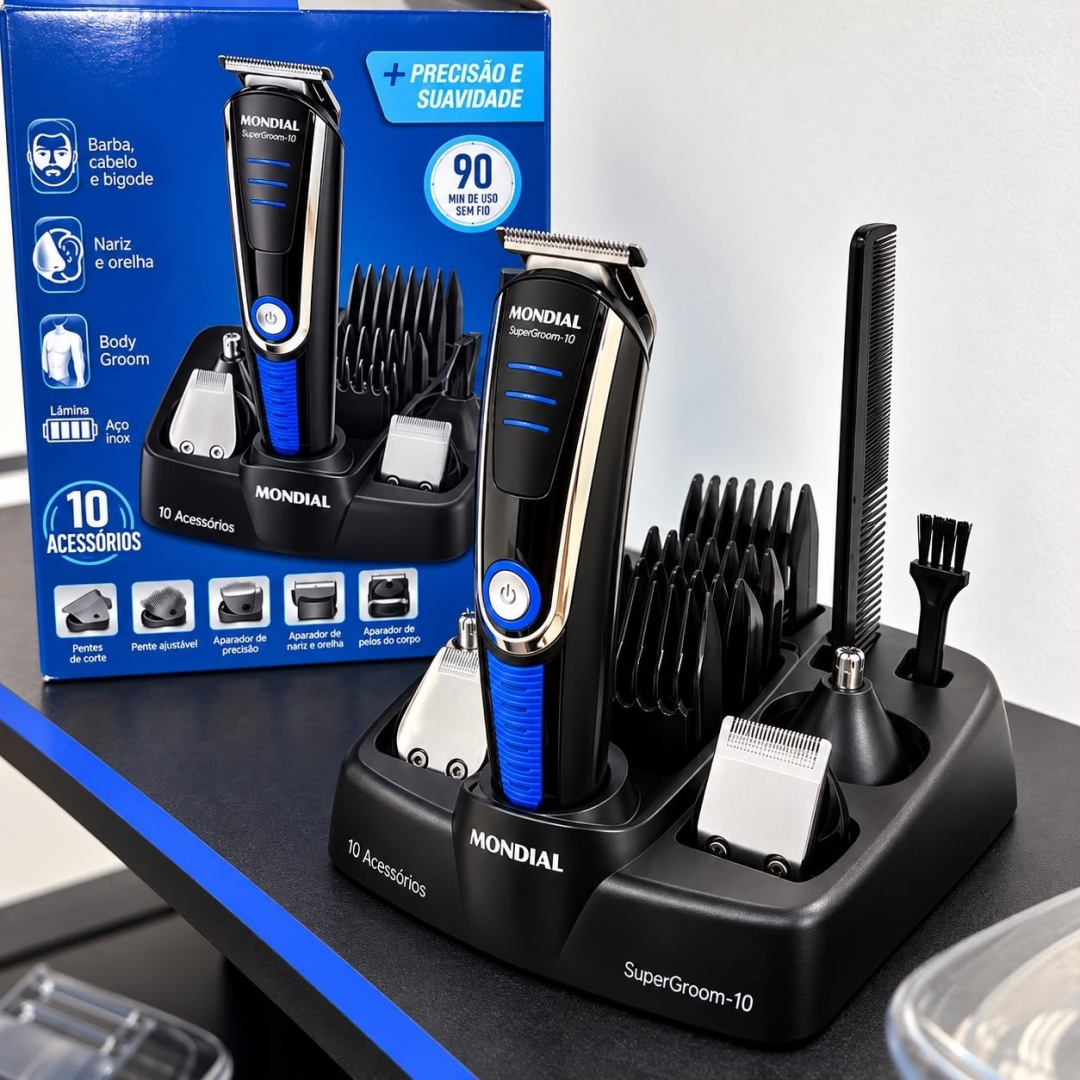 Aparador de Pelos Mondial Super Groom 10 Bivolt