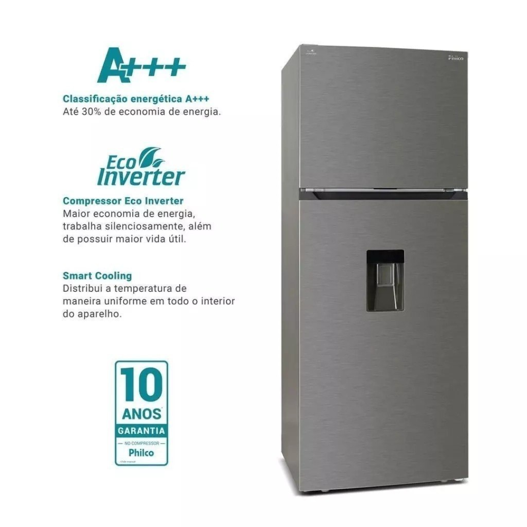 Geladeira 413L Philco Eco Inverter Duplex Inox Prf501ti