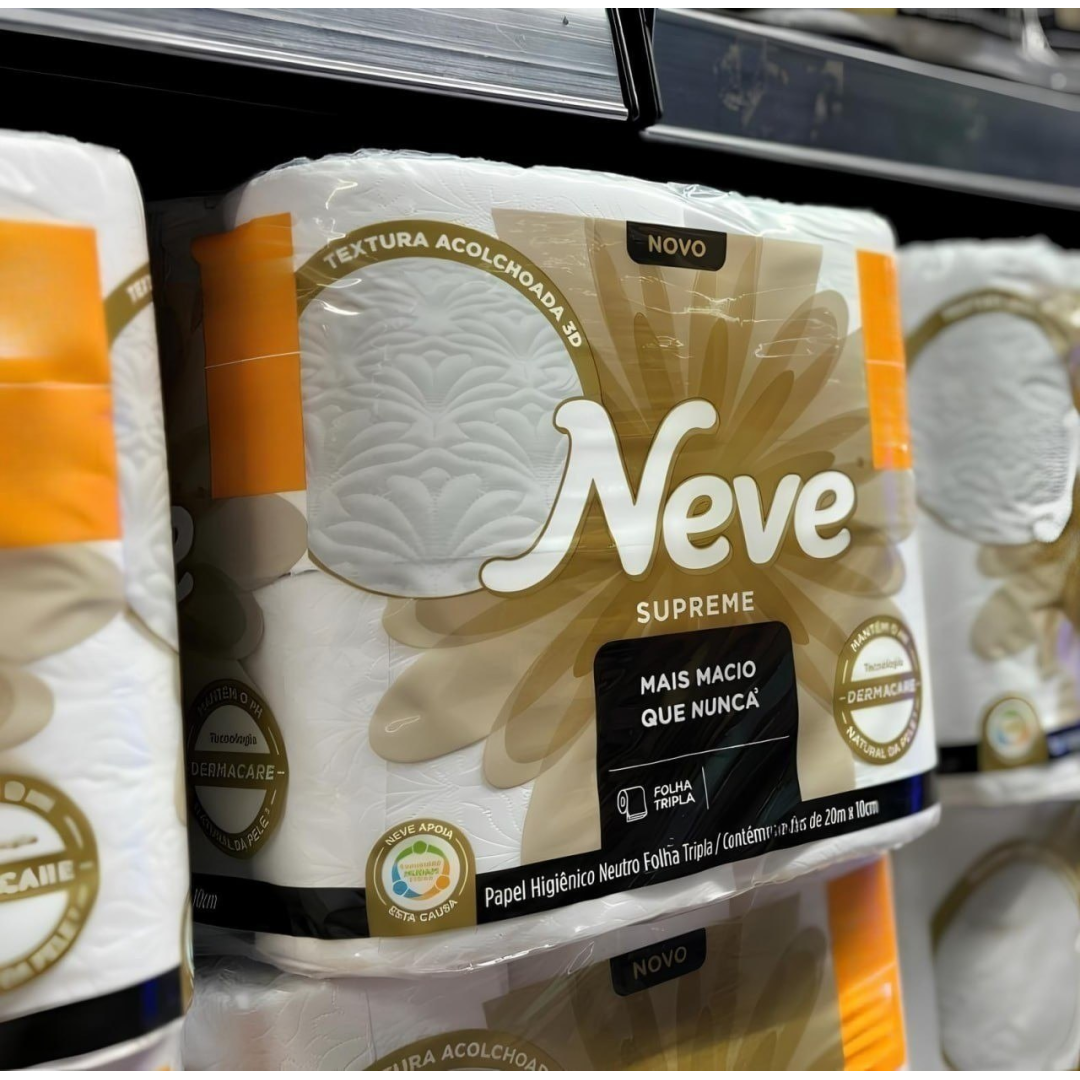 Neve Papel Higiênico Supreme Folha Tripla, 20m, Leve 32 Pague 28 Rolos