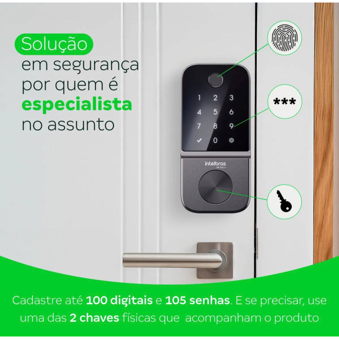 Fechadura Digital De Embutir Biométrica Fr 221v Intelbras Preto