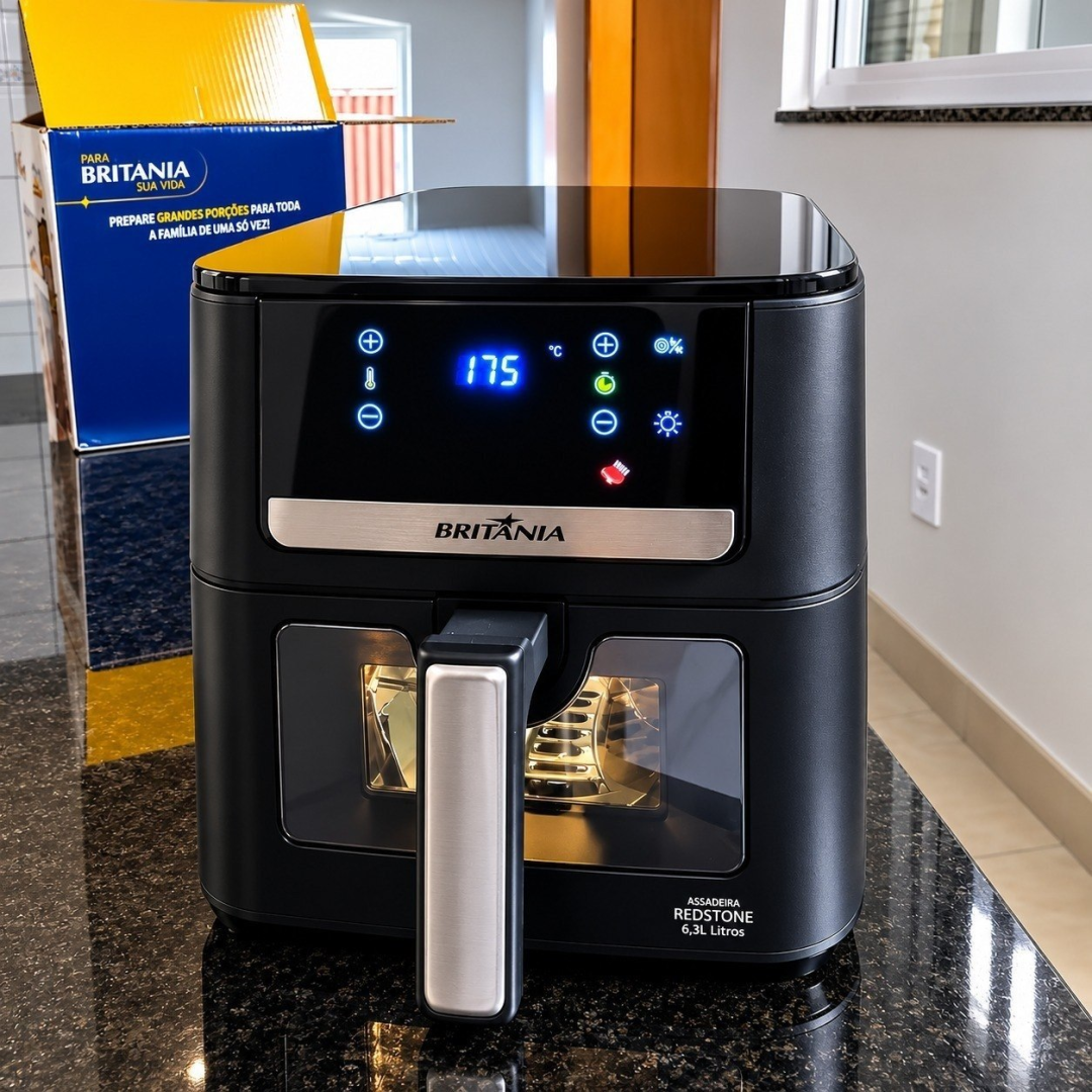 Air Fryer Britânia 6,5L 8 Funções Painel Digital 1700W 127V