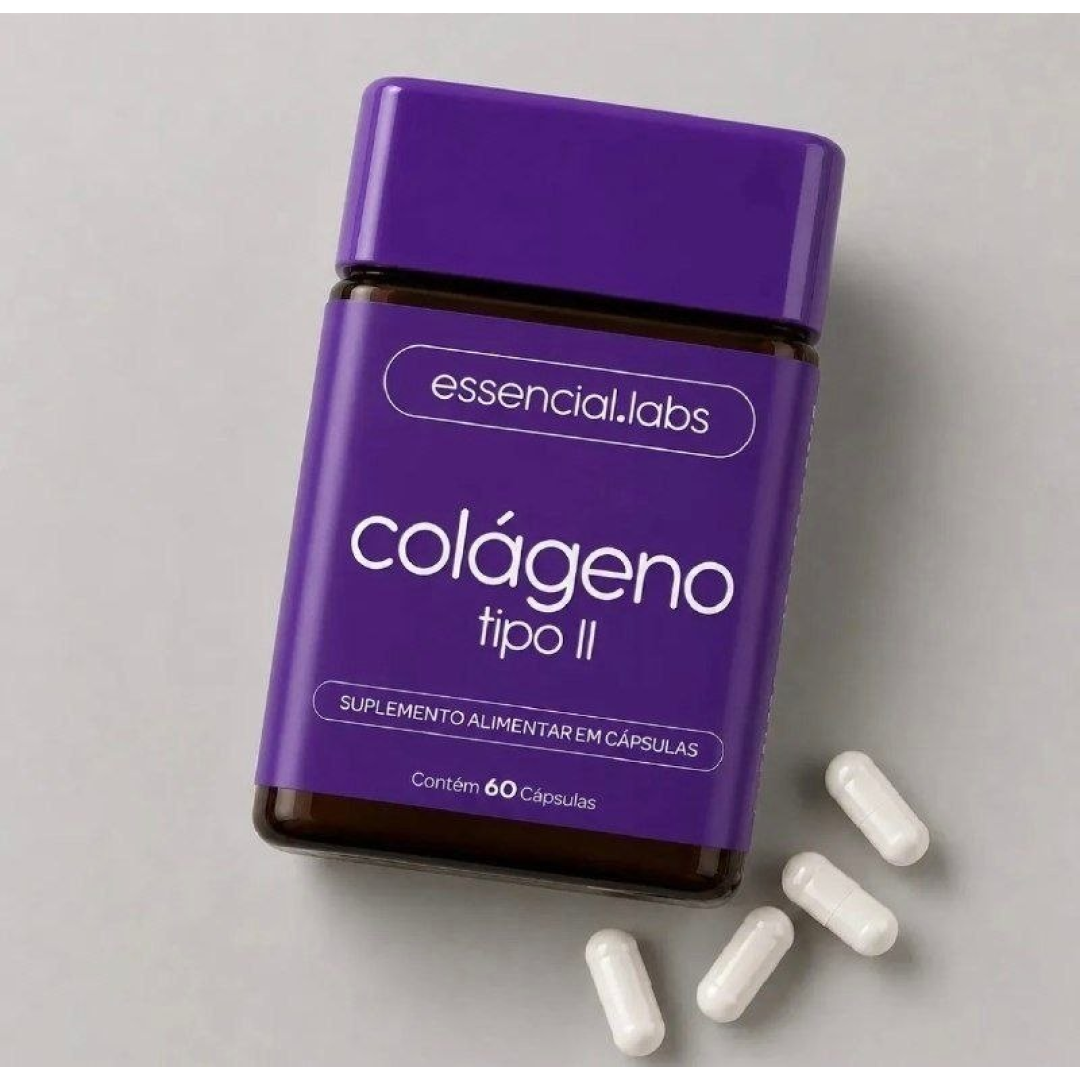 Colágeno Tipo 2 45mg Essencial Labs 60 Cápsulas