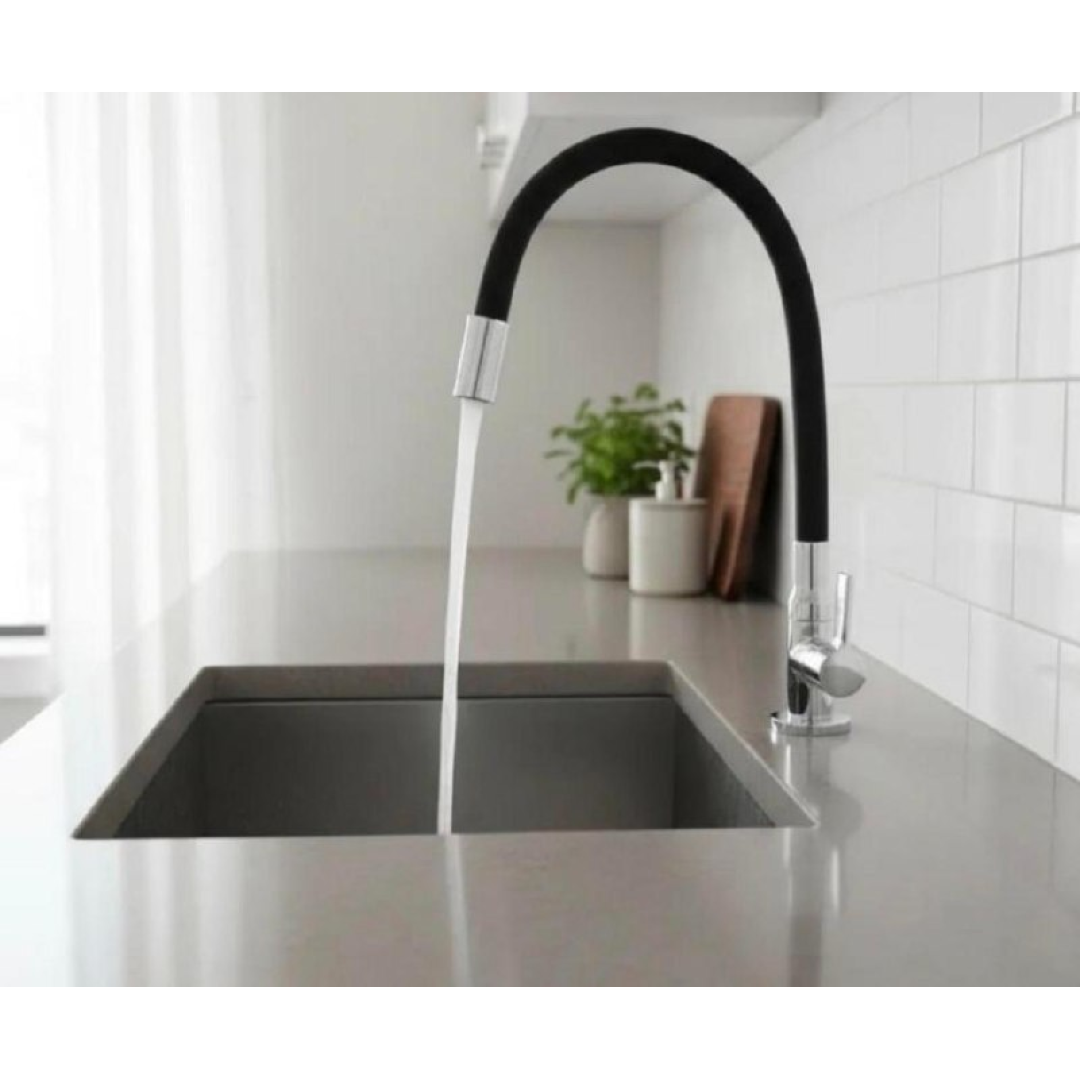 Torneira Tubo Flexível Bancada Cozinha Preta Luxo