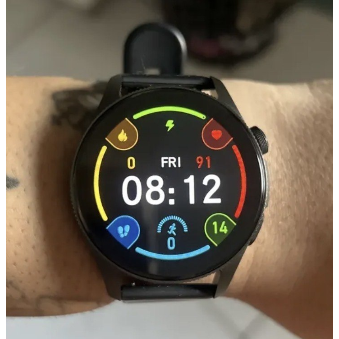 Smartwatch Aurafit G12, Gps, Resistência À Água 3atm, Preto Preto Mesh Verde-militar/preto