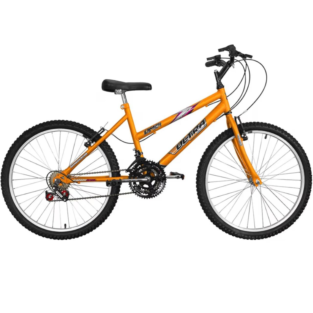 Bicicleta de Passeio Ultra Bikes Esporte Aro 24 Reforçada Freio V-Brake – 18 Marchas Laranja