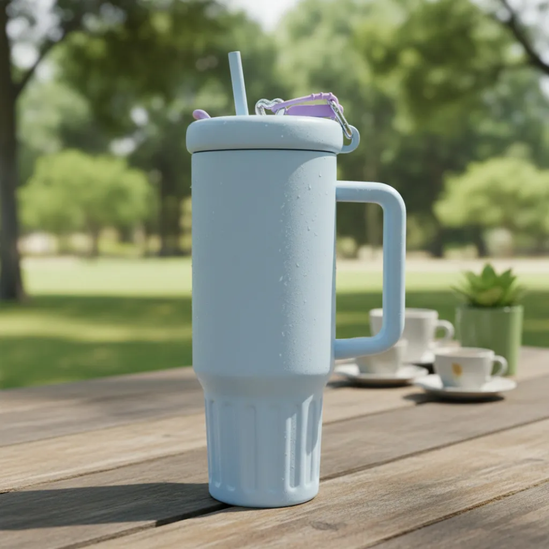 Copo Térmico 1200ml Com Canudo Material Inoxidável Tampa