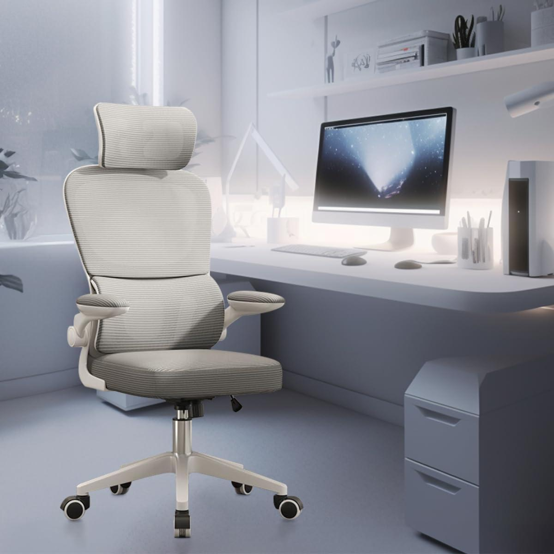 Cadeira de escritório ergonômicoa com suporte lombar independente, malha respirável e encosto de cabeça ajustável Python Fly