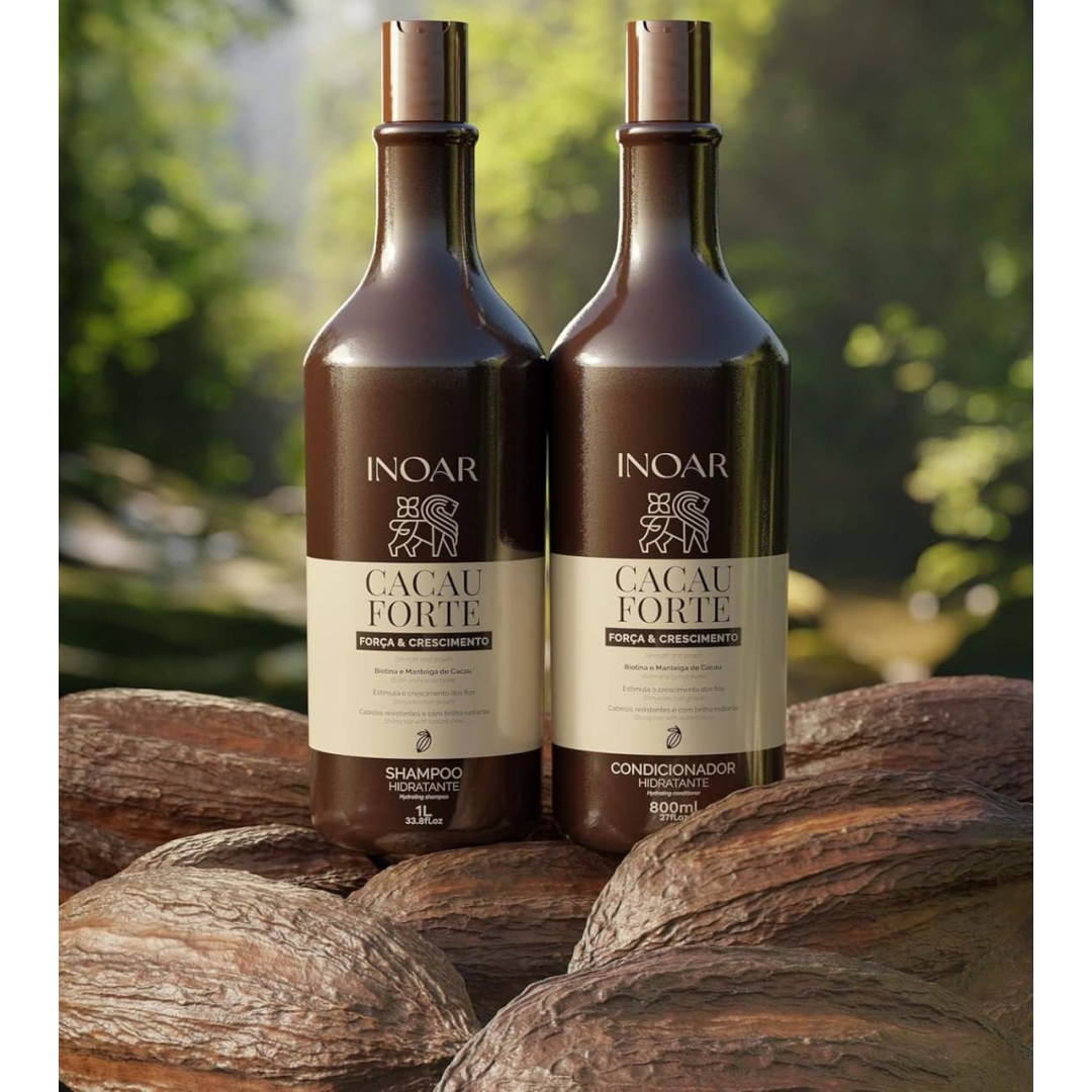 Inoar, Cacau Forte, Kit Shampoo 1L + Condicionador 800ml, Crescimento Saudável e Hidratação Intensa, Biotina e Manteiga de Cacau, Para Cabelos Enfraqu...