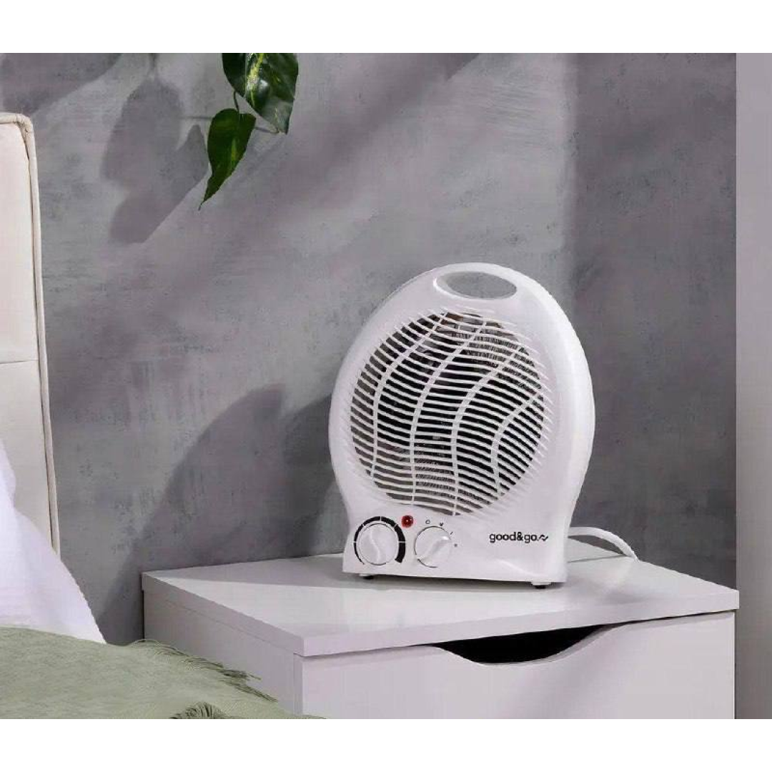 Aquecedor Caloventor Elétrico Good&Go GG-AQ01 2000W Portátil Com Termostato Branco