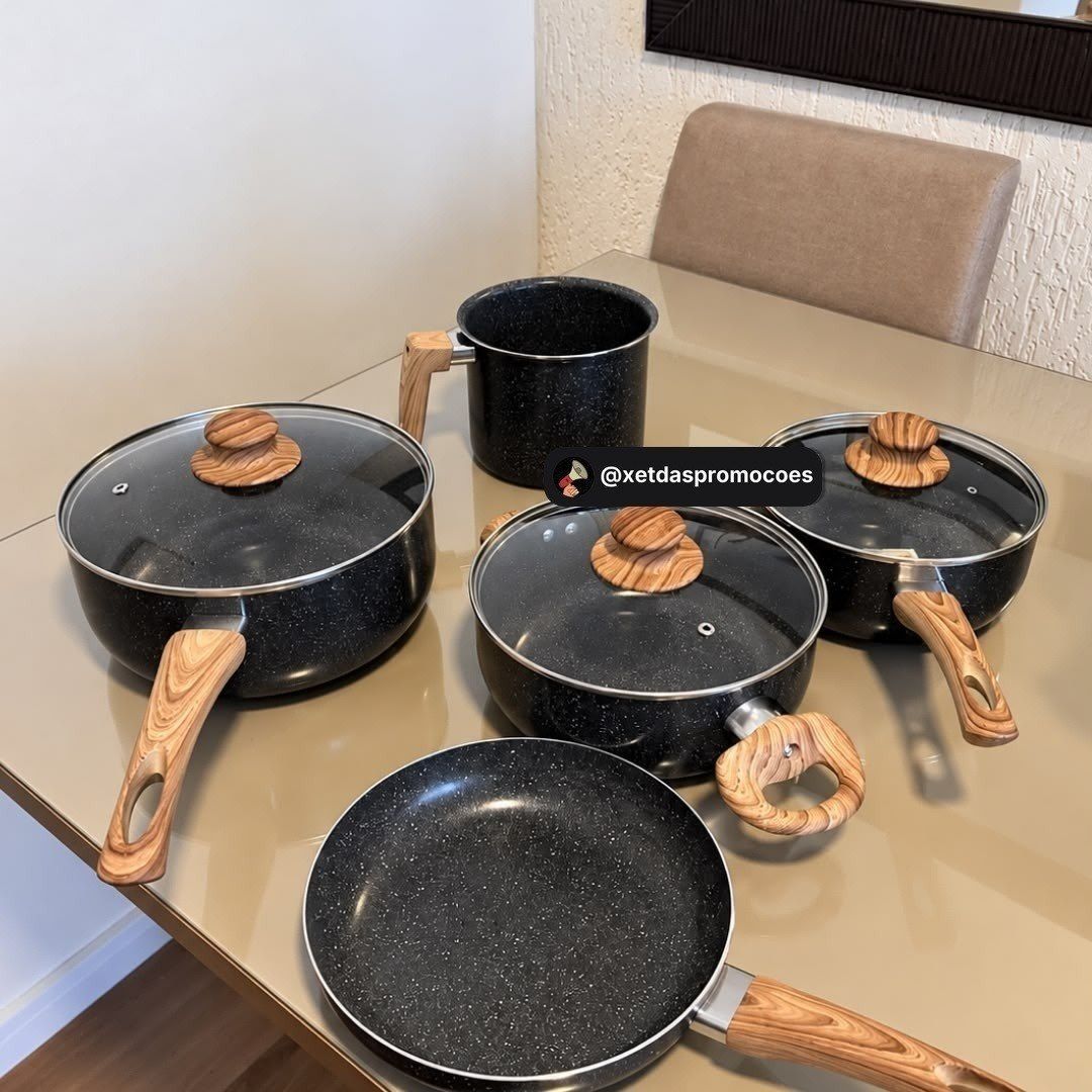 Jogo De Panelas 5 Peças Ceramico Triplo Indução Vitrex Ecoglid