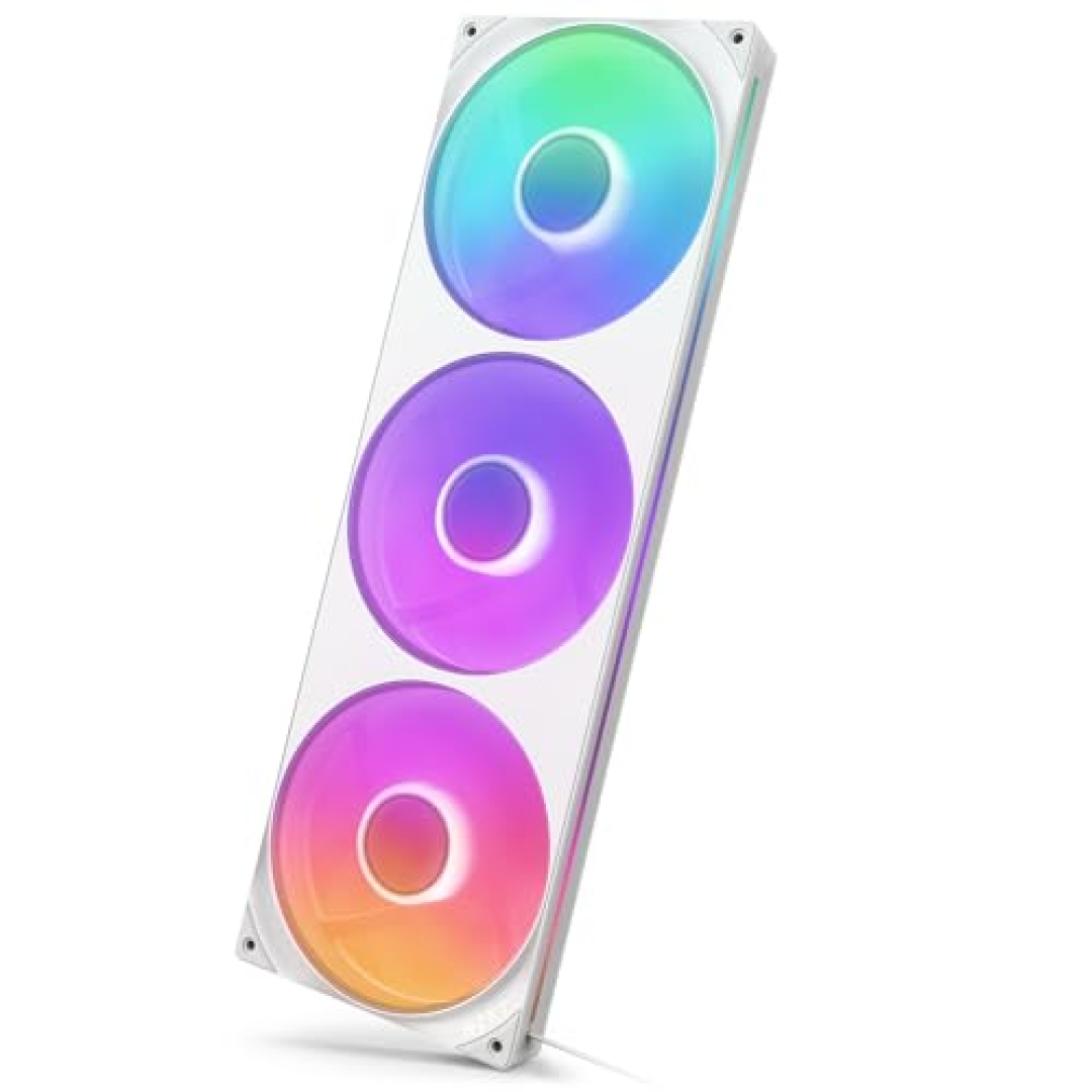 Fan Gamer NZXT F420 RGB Core Triplo Branco Corpo Único 3x140mm PWM 2000 RPM 98.61 CFM 3.2 mm H2O Rolamento Fluído Dinâmico RF-U42HF-W1