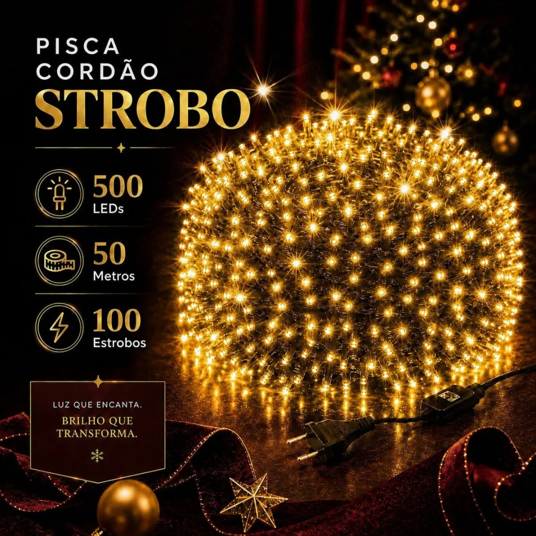 Strobo de Natal 500 LEDs 100 Flash 50m Bivolt
