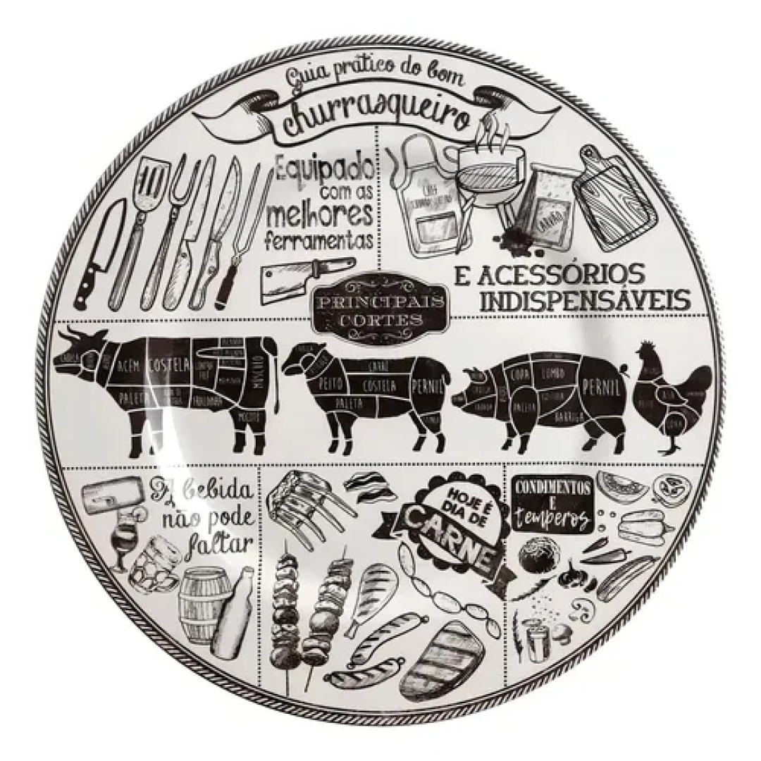 Conjunto de Pratos Rasos Churrasco 6 unidades Alleanza