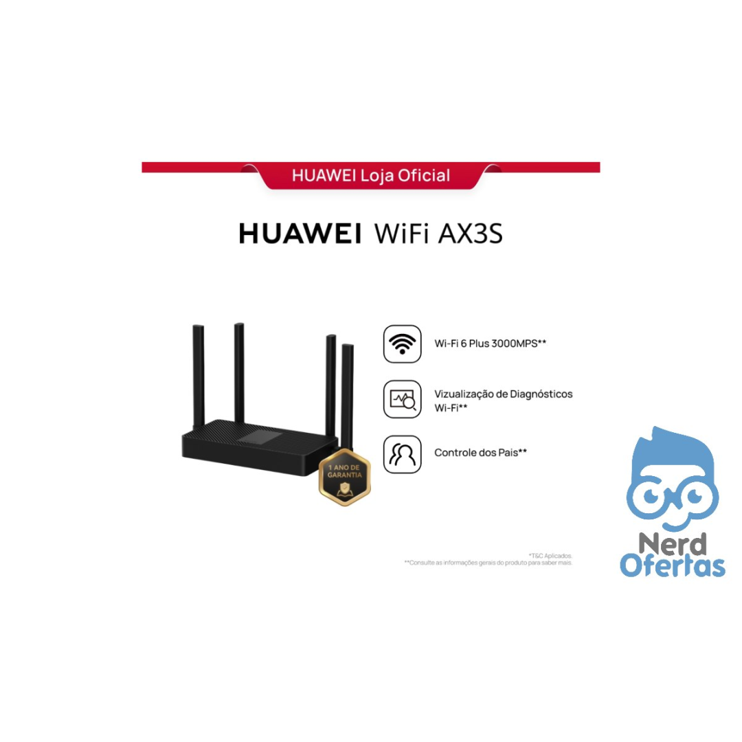 HUAWEI WiFi AX3S | Roteador | Wi-Fi 6+, 3000Mbps | Easymesh | HiConfig Preset | Preto