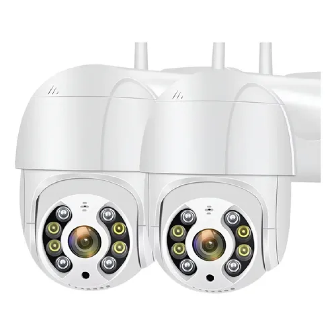 Kit 2 Câmeras de Segurança iCSee A8 PTZ Wi-Fi com Visão Noturna para Exterior e Interior G.Eye