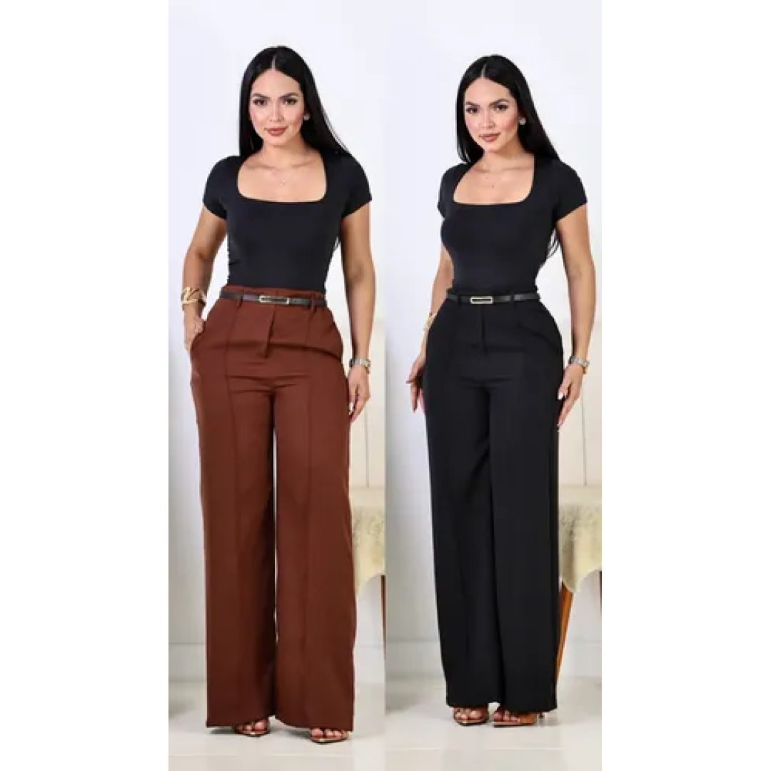 Kit com 2 Calça Pantalona c/ Cinto