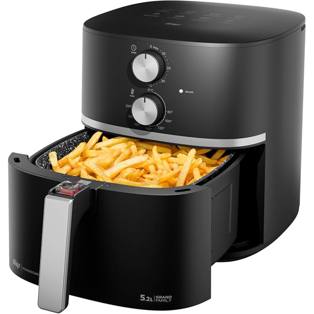 WAP Fritadeira Elétrica Air Fryer GRAND WAFG2S 5,2L Temperatura Ajustável, Revestimento Antiaderente, 1500W 220v