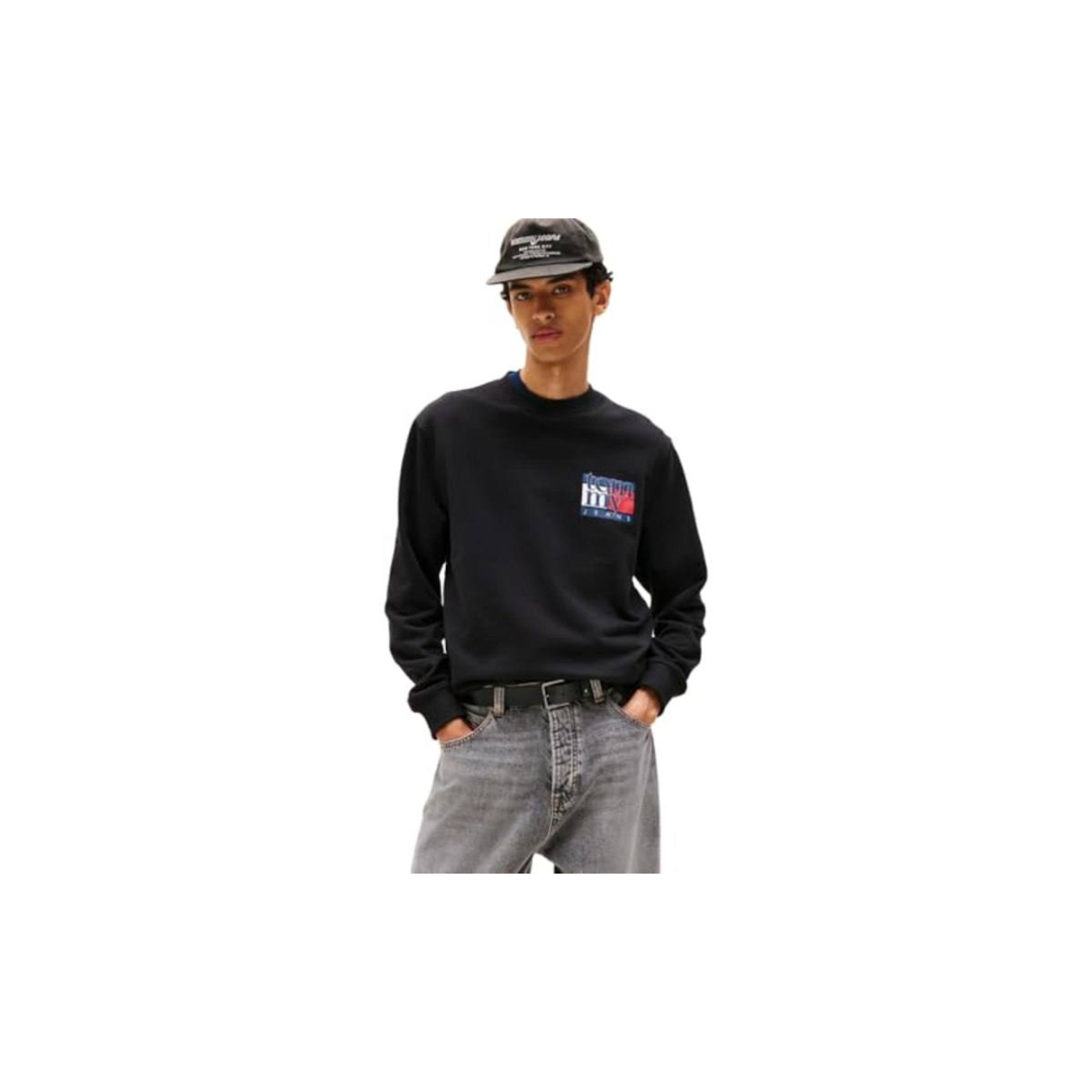 Tommy Jeans Moletom masculino de gola redonda, Preto, GG