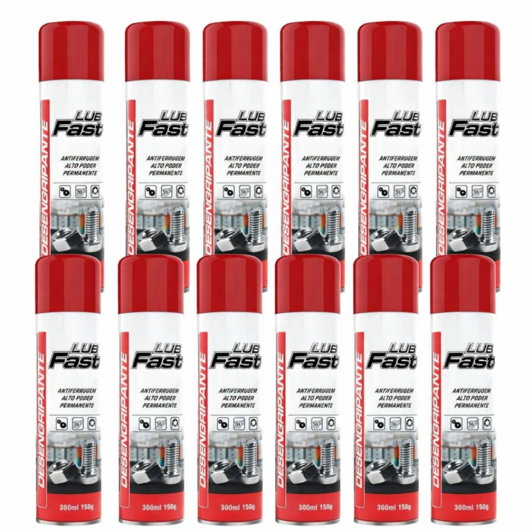 Kit 12 Lub Fast Desengripante Anticorrosivo Spray 300ml