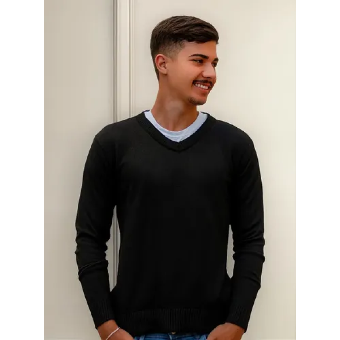 Sueter Decote V Blusa Lã Cardigan Tricot