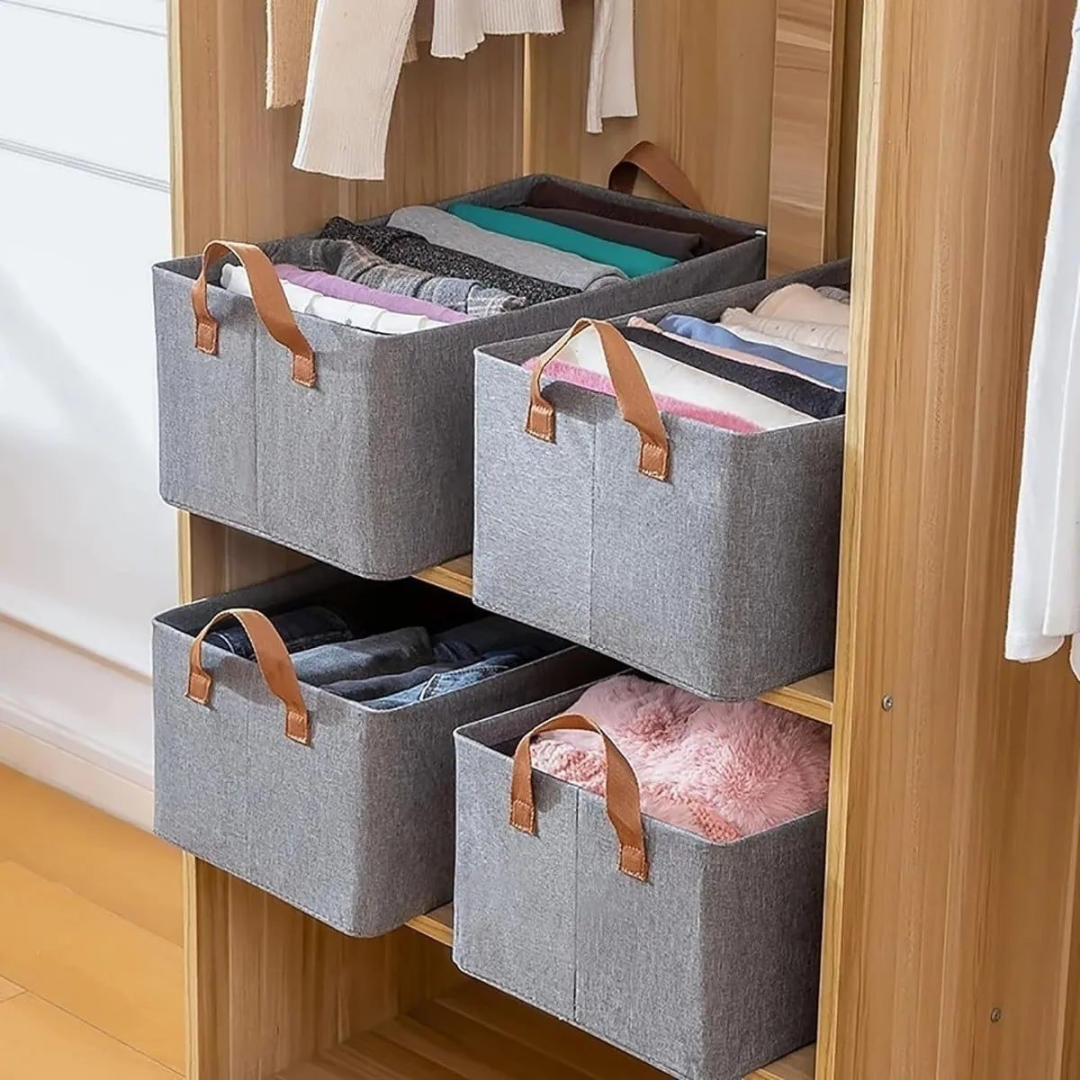 Kit com 4 Caixas Organizadora de Guarda Roupa
