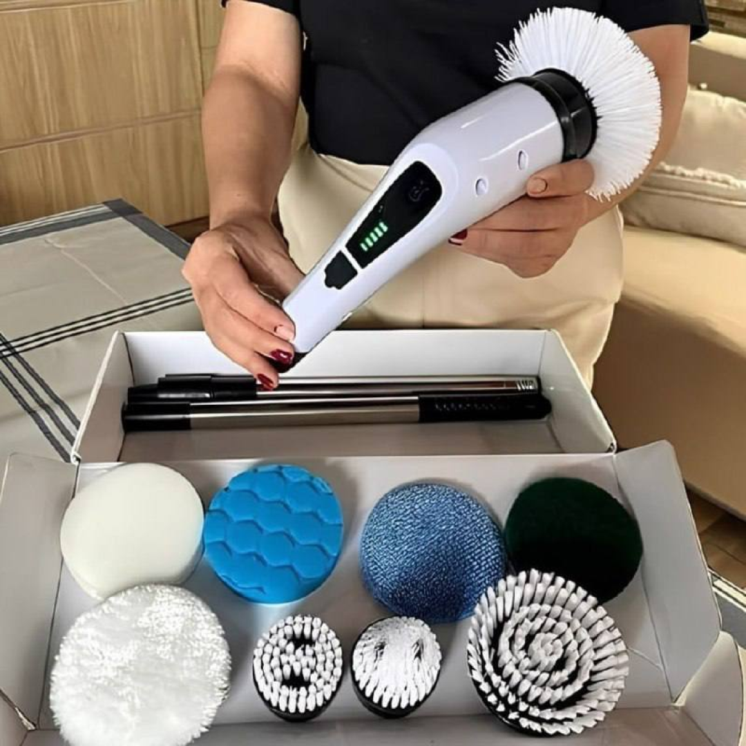 Escova De Limpeza Elétrica Janela Banheiro E Cozinha 9 Em 1 Branco