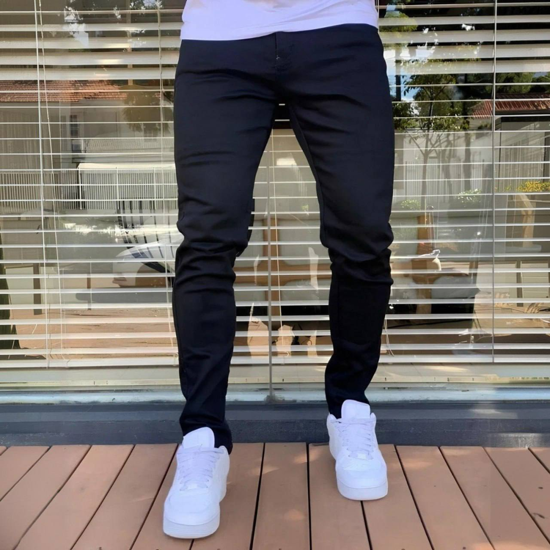 Calça Skinny Preta Masculina Jeans Com Elastano Lycra Preto 44