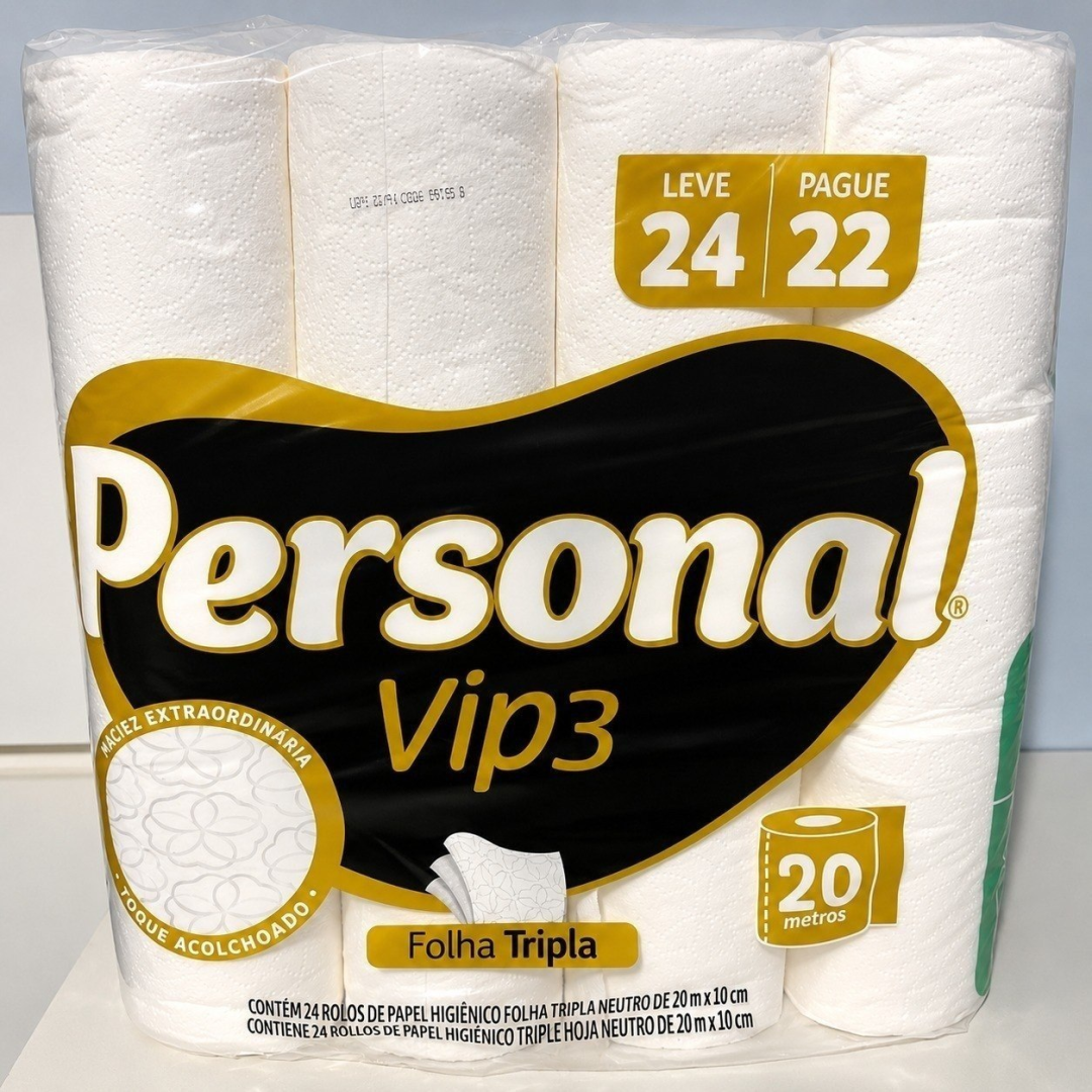 24 Rolos de Papel Higiênico Personal Vip Folha Tripla