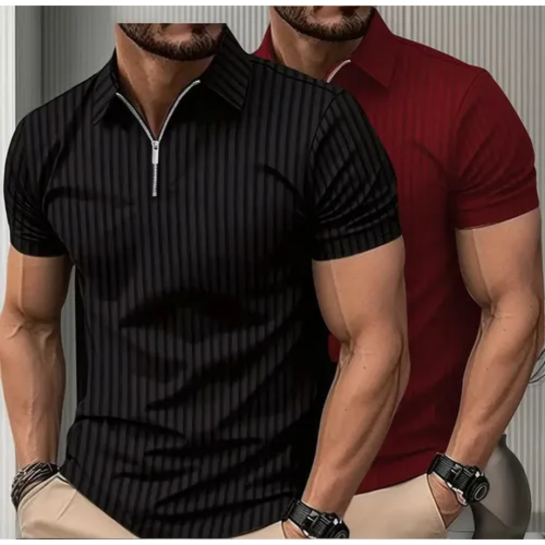 Kit com 2 Camisetas Polo Canelada Com Zíper