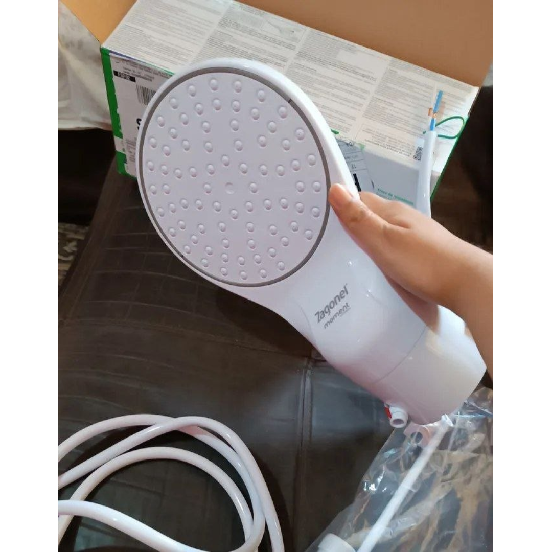 Chuveiro Elétrico De Parede Zagonel Eletrônica Moment Branco 5500w Produto Nacional De Qualidade 127v 5.5 Kw