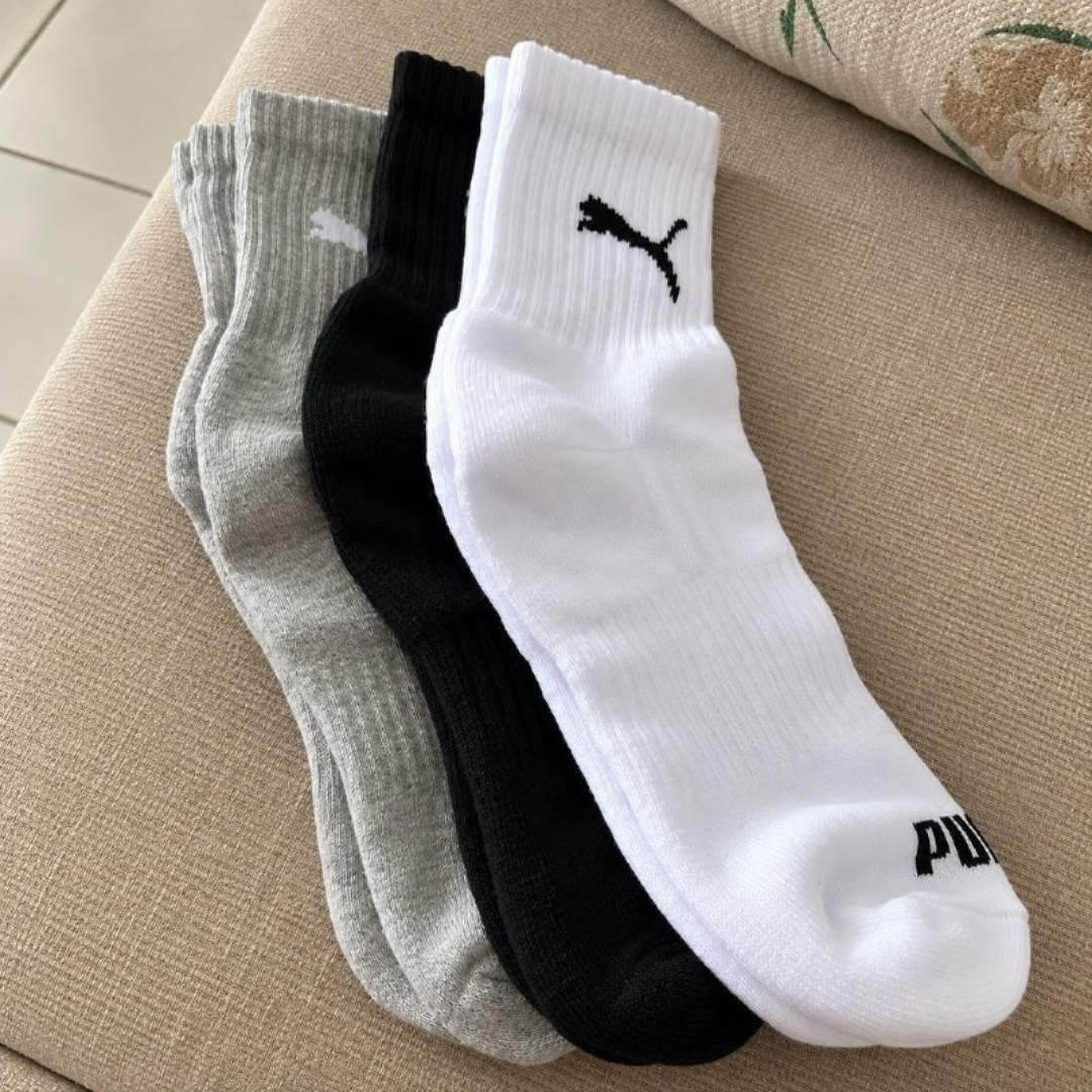 Kit com 6 Pares Meias Puma Cano Médio Alto Atoalhada